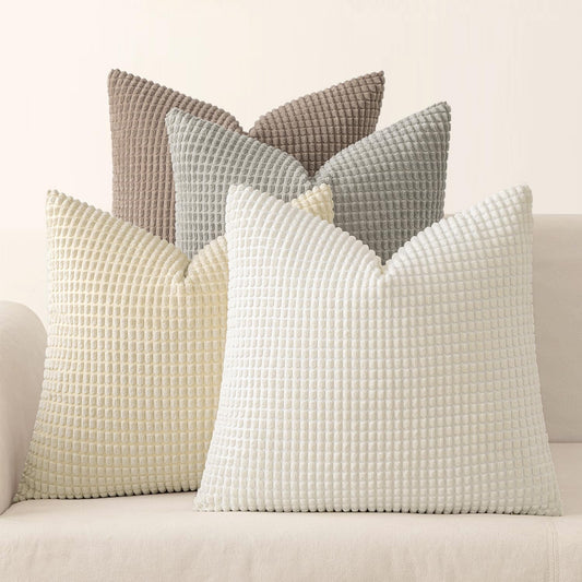 MIULEE Neutral Decorative Pillow Covers 20x20 Inch Set of 4 Rustic Boho Soft Throw Pillows