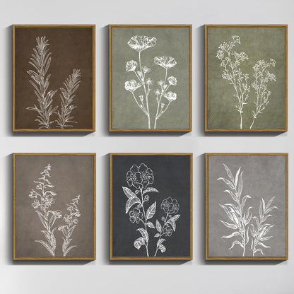 Botanical Wall Art Framed Boho Wall Art, 11x14inx6pcs Neutral Framed