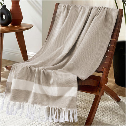 Lightweight Woven Boho Rustique Throw Blanket for Chair, Couch, Bed